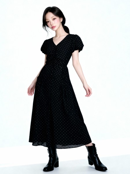 Beth Polka Dress FREE SCRUNCHIE