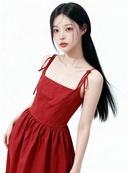 Irine Midi Dresss With Ribbon Tied Sleeves