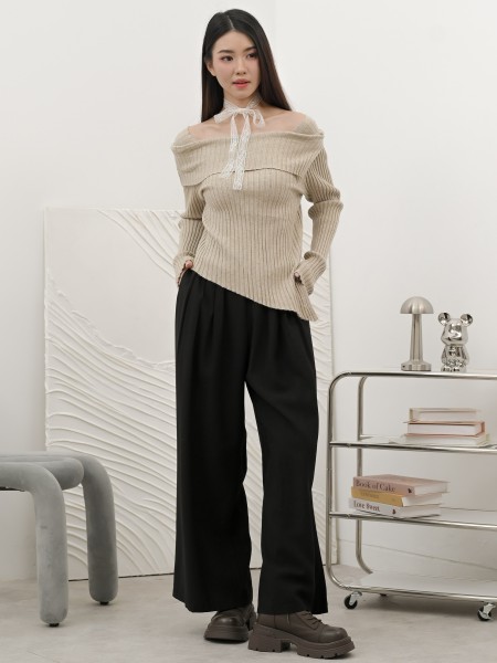 SMARTEN OFF SHOULER KNIT TOP