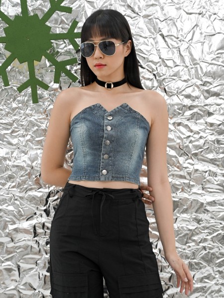 Suri Tube Denim Top