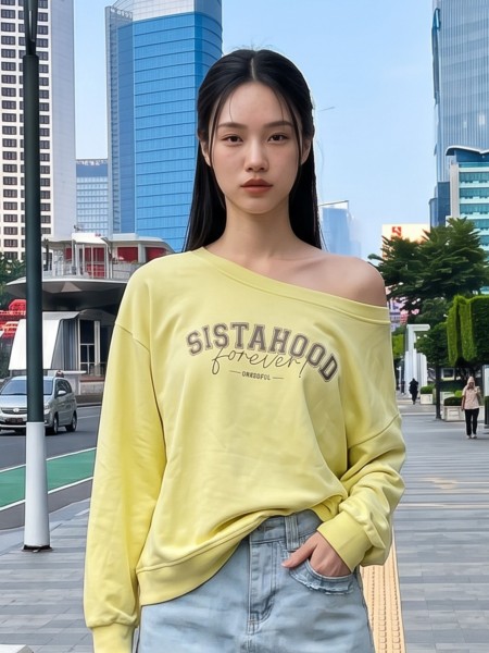 JR NRC Sistahood Off Shoulder Jersey Sweat Top