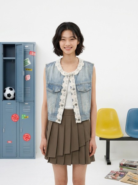 JR CORE NRC Layer Pleats Elastic Waist Skort
