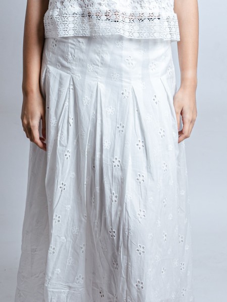 HT24 Martha Wide Flare Maxi Embroidery Skirt