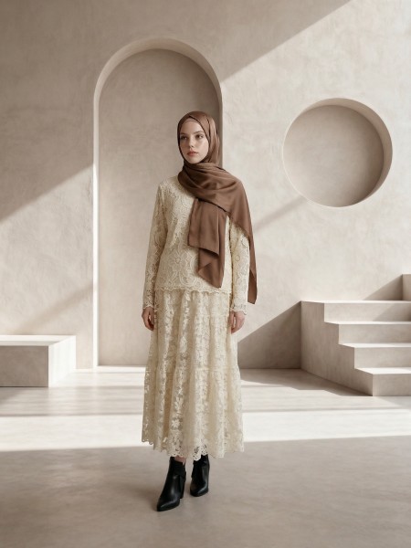 EID Double Layer Crew Neck Embroidery Top