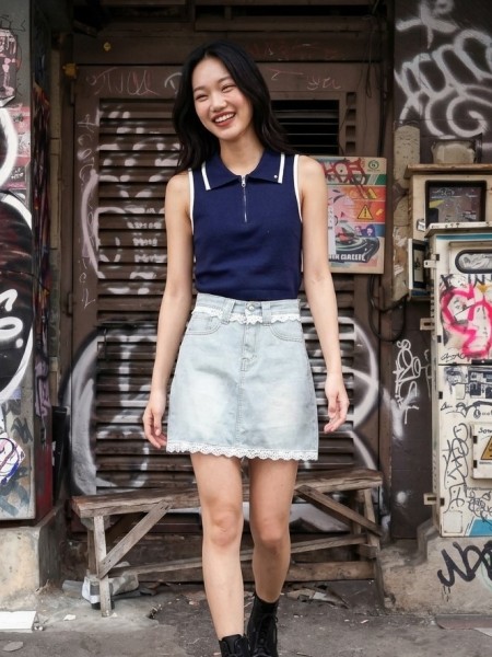 JR NRC Zip Up Knit Paddle Top