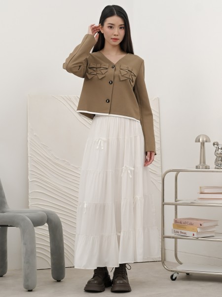 SMARTEN RIBBON BUTTON AND RIBBON BUST BLAZER