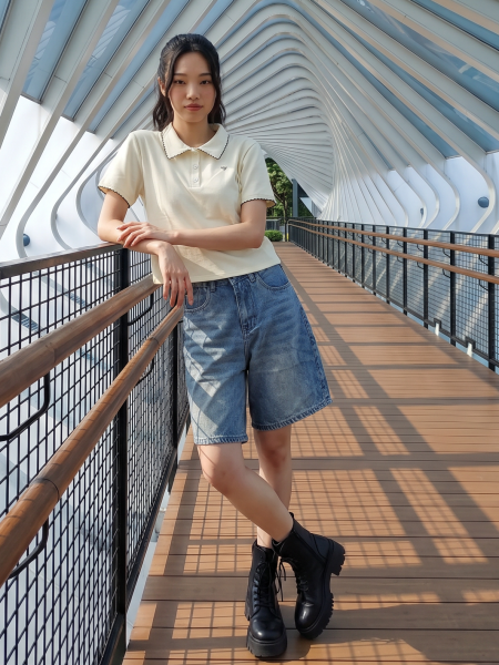 JR NRC Edge Embroidery Metal Ribbon Polo Tee