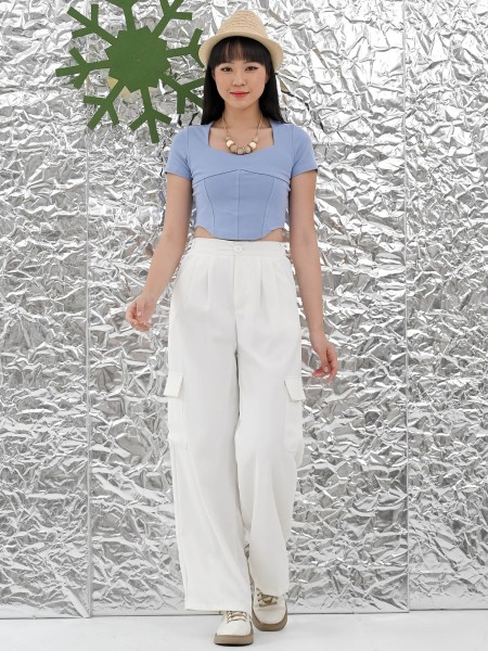 Corset Square Neck Crop Tee