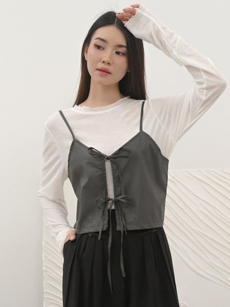 SMARTEN Two Ways Wear Leather Top