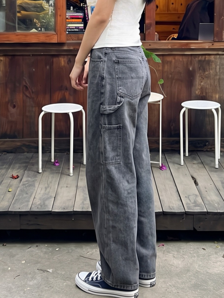 PG Black Denim Heart Pocket Barrel Jeans