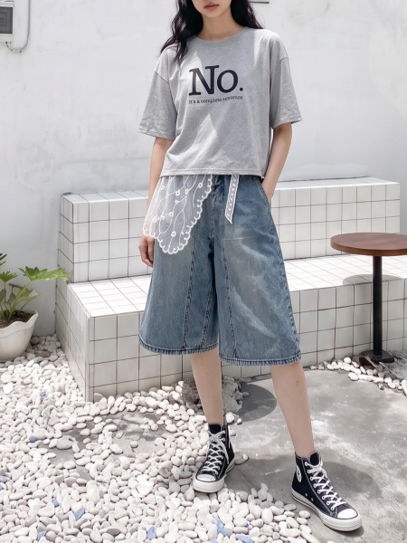 Pattern Cut Denim Jorts