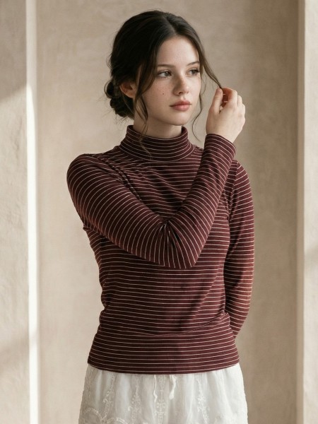 EID Hori Stripes High Neck Tee