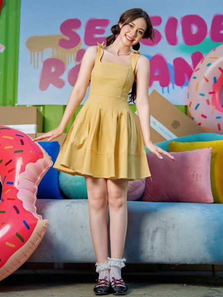 SEA Audrey Pleates Ribbon Sleeves Sundress