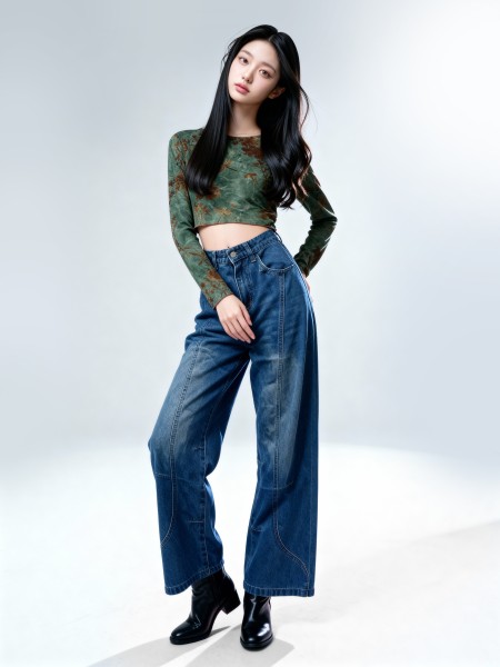 CORE Dahlia Shadow Green Crop Tee