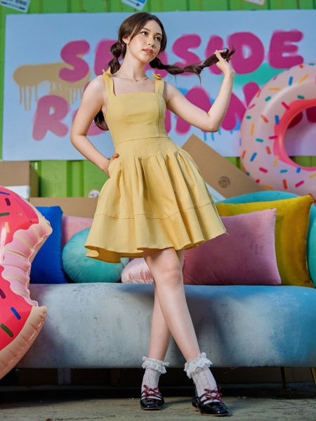 SEA Audrey Pleates Ribbon Sleeves Sundress