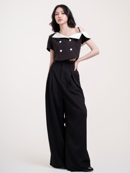 SMARTEEN DROP COLLAR DOUBLE BREASTED TOP