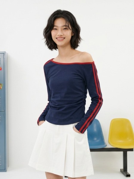 JR CORE NRC Off Shoulder Side Gather Tee