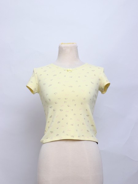 SEA Flower Print Texture Cotton Tee