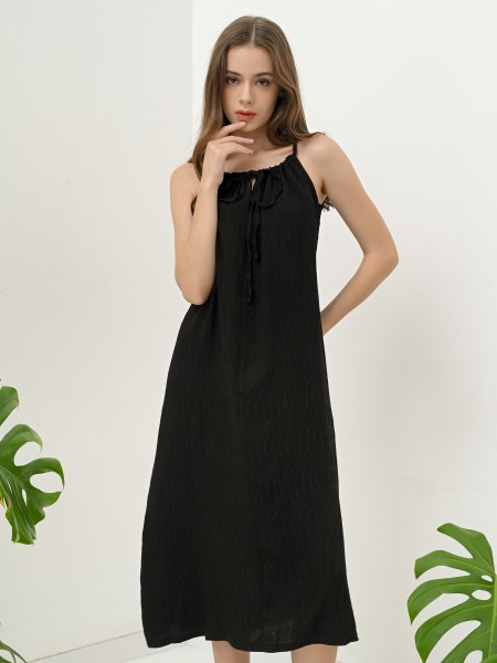 FELIZ23 Maxi Drawstring Neckline Dress