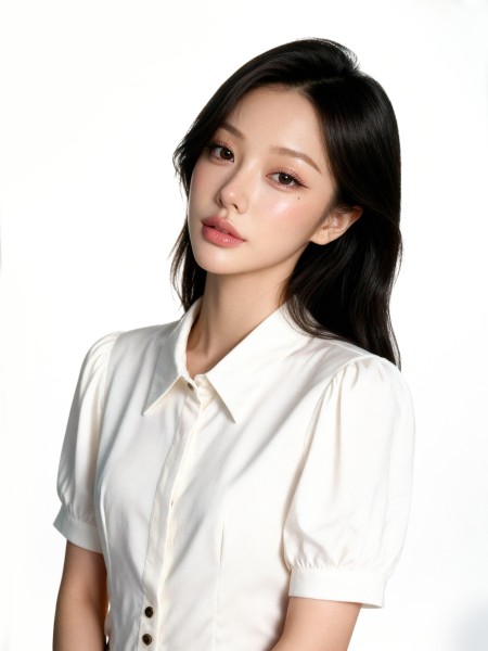 Puff Sleeves Satin Shirt RO1