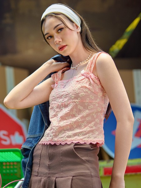 SEA Sunflower Embroidery Accent Top