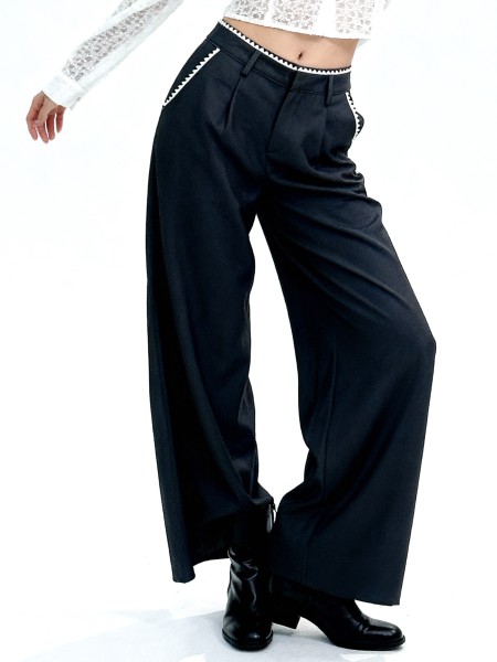 Celeste Embroidery Accent Wide Leg Pants