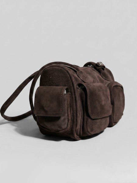 'OZARA' Multipocket GenuineLeatherSuedeShoulderBag