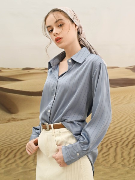 EID4 Oversize Satin Stripes Shirt