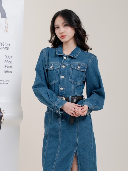 SMARTEN UNWASHED BLUE DENIM DRESS
