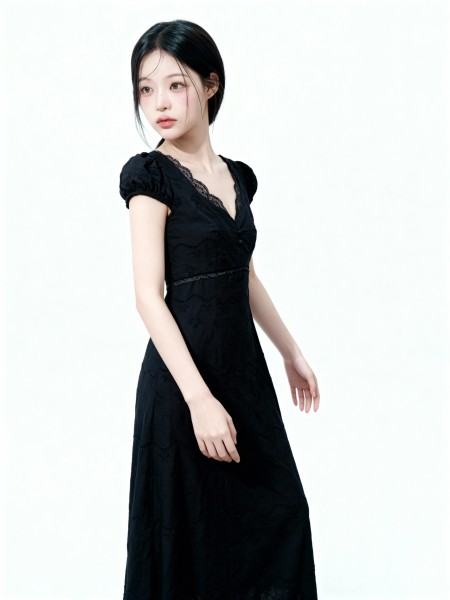 Kathy Embroidery Vintage Midi Dress