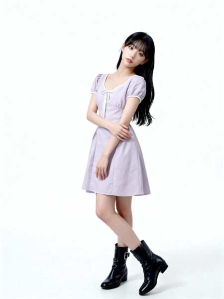 White Lining Side Runched Mini Dress