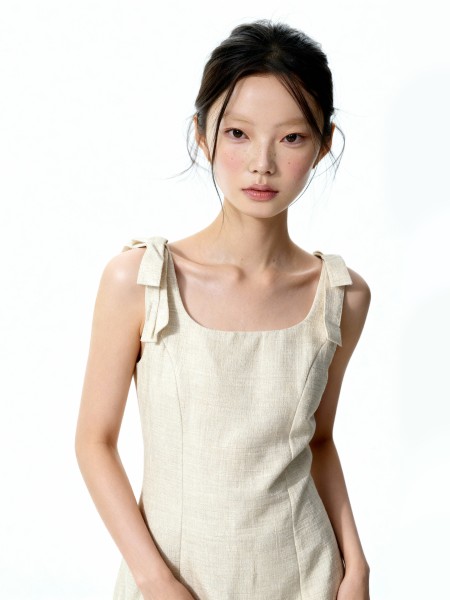 Orinda Tweed Shoulder Ribbon Mini Dress