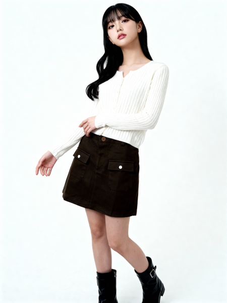 JR Suede Double Front Pocket Skort RO1