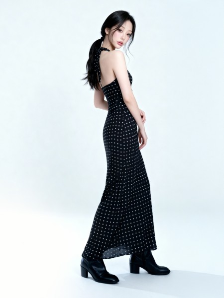 Bell Halter Polka Dress