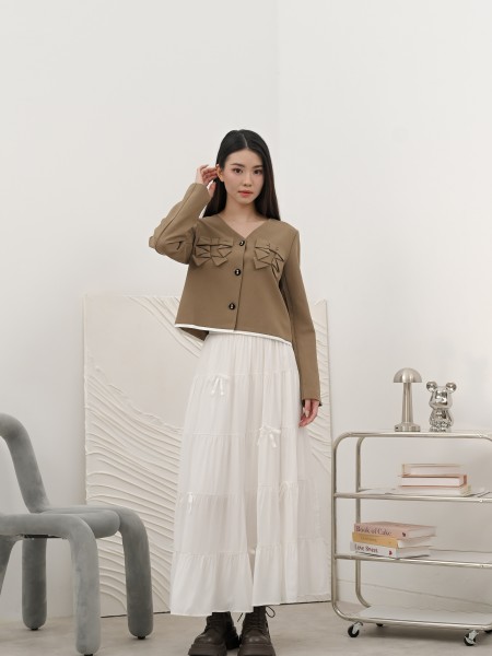 SMARTEN TieredElasticWaist Flower Eyelet Skirt R01