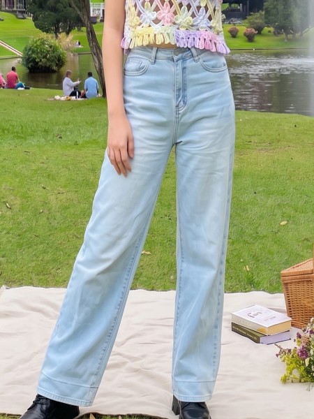 PG Wide Leg Light Blue Denim Jeans