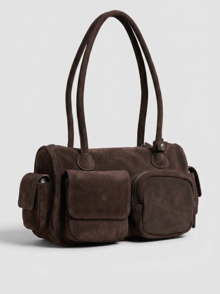'OZARA' Multipocket GenuineLeatherSuedeShoulderBag