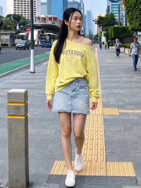 JR NRC Ruffles Pocket Light Denim Mini Skort