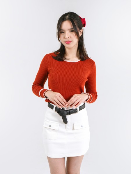 CNY Lace Outline Knit Top