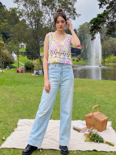 PG Wide Leg Light Blue Denim Jeans