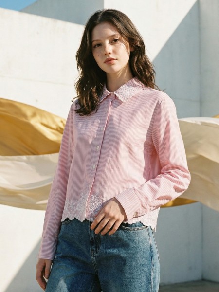 EID Collar Embroidery Stripes Shirt