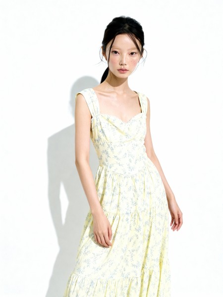 ELITE Ivy Cotton Poplin Flower Print Maxi Dress