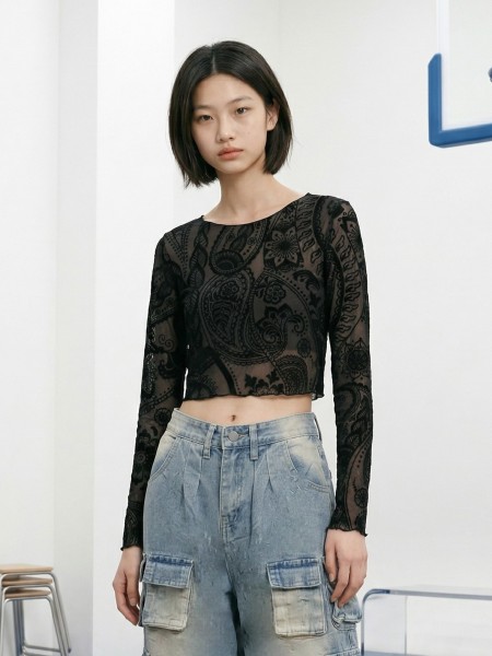 JR CORE NRC Tribal Print Crop Top