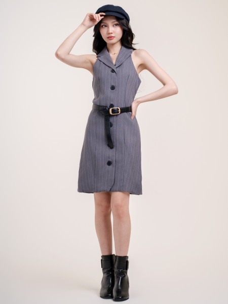 SMARTEN Sleeveless Mini Shirt Dress