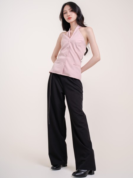 SMARTEN Folded Wide Leg Trousers