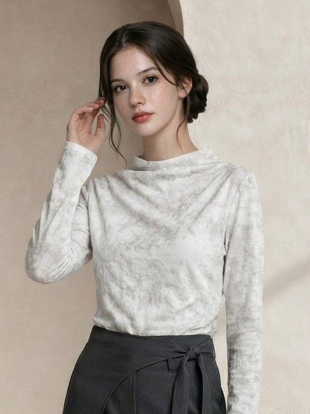 EID Side Runch Embroidery High Neck Tee