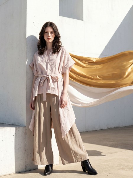 EID ELITE Amal Embroidery Top With Ribbon Belt RO1