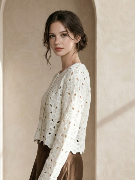 EID Flower Crochet Cardigan