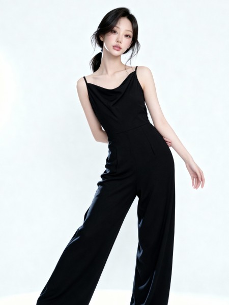 Juniper Black Drape Jumpsuit