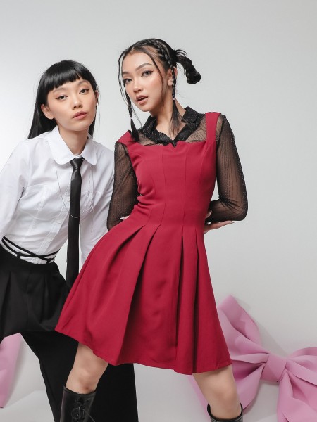 PT Metal V Square Neck Mini Dress